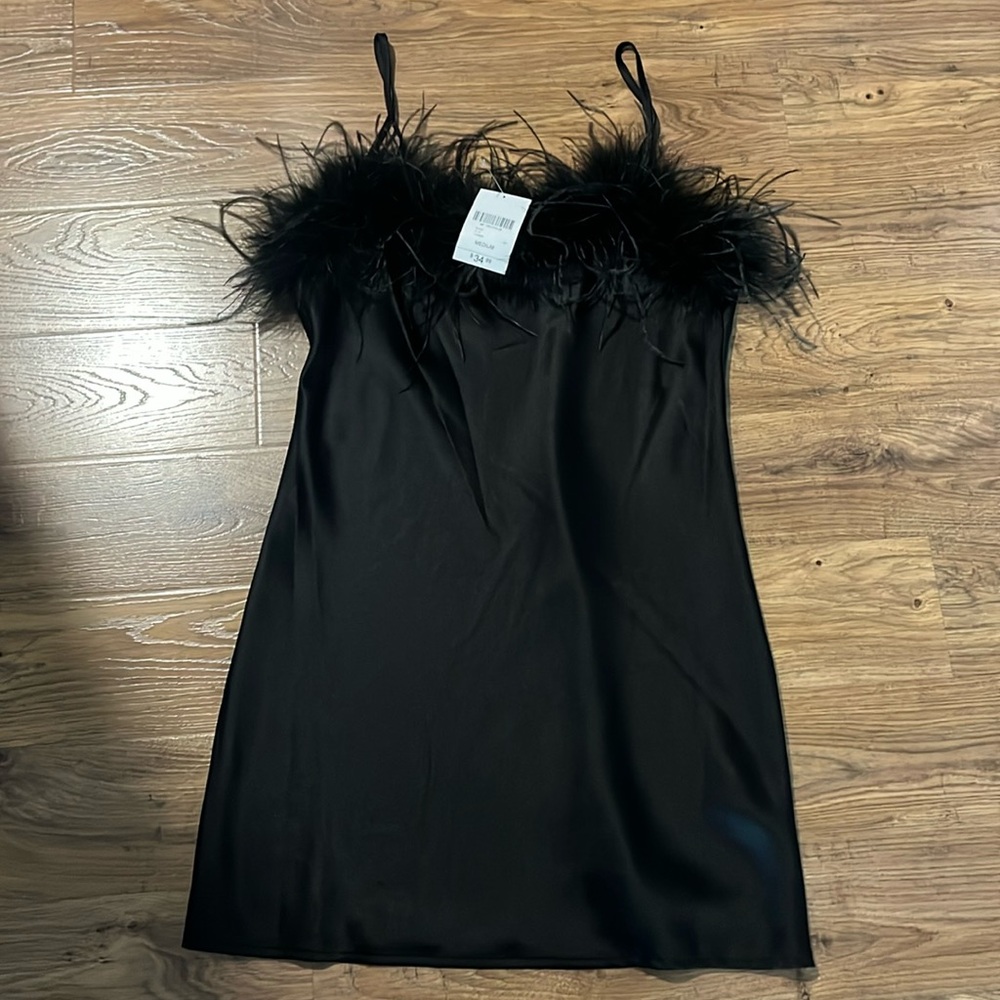 Forever 21 Mini Feather Trim Slip Dress (M) FINAL SALE